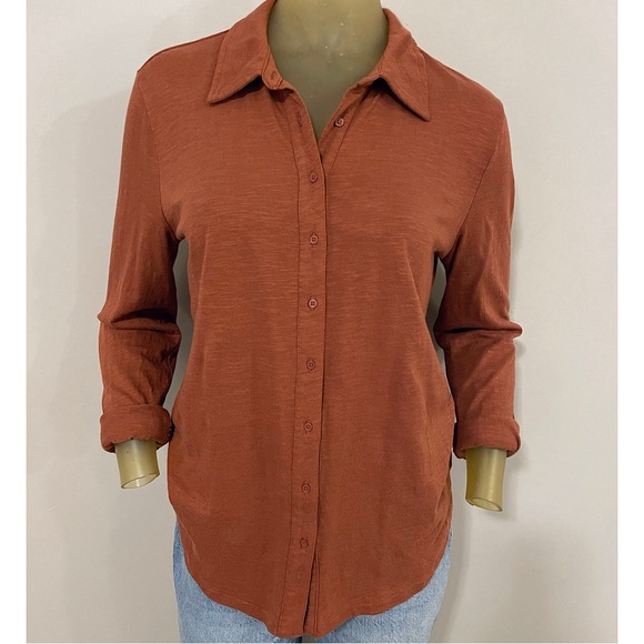 Gap Soft Knitted Shirt in Saddle Brown. Size medium. - Picture 14 of 16